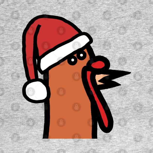 Portrait of Thanksgiving Turkey Wearing Christmas Santa Hat by ellenhenryart